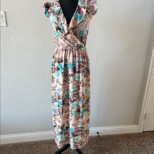 Floral Wrap Dress in Pink and Blue